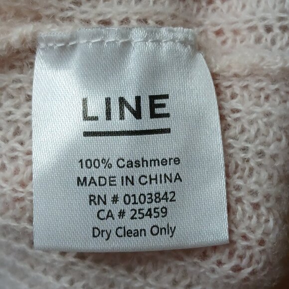 LINE The Label 100% Cashmere Ribbed Pale Pastel Pink Sweater Size Medium - Picture 5 of 5